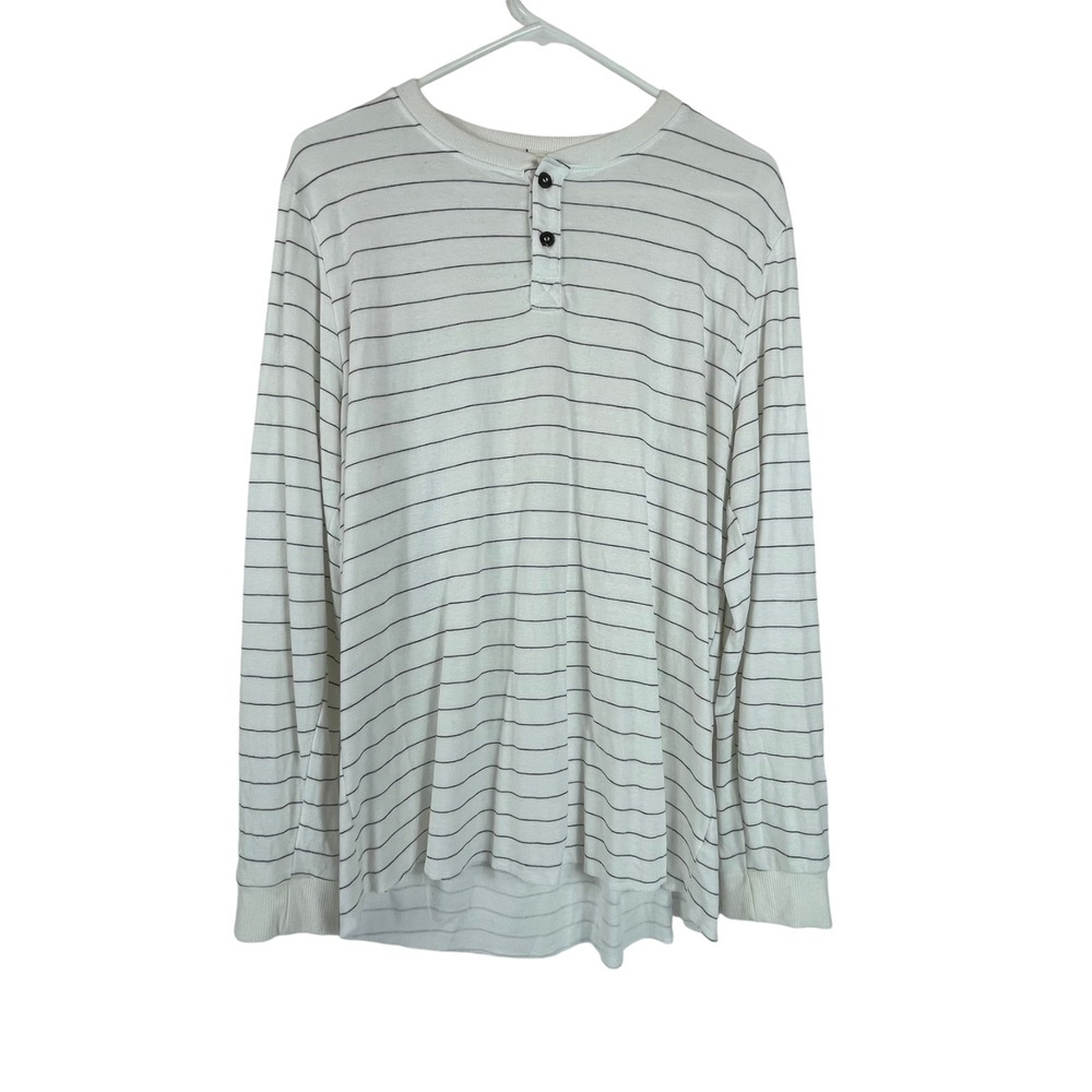 Marine Layer Striped‎ Top Shirt Sz Large Womens White Long Sleeve